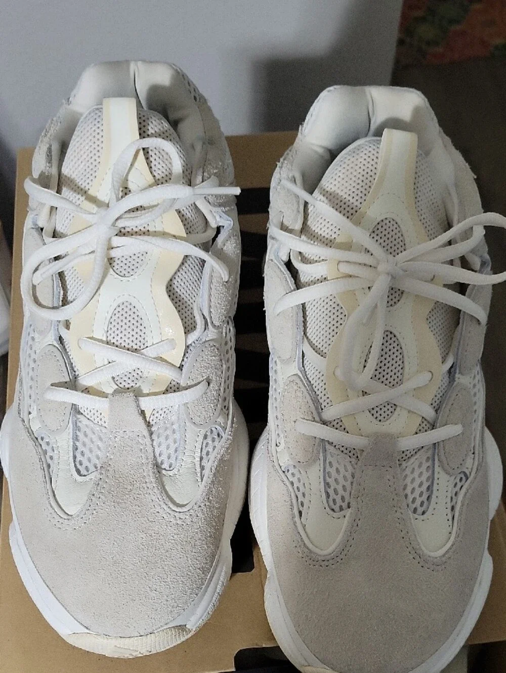 adidas Mens Cream White Mesh & Suede Low-Top Sneakers
